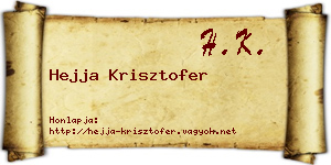 Hejja Krisztofer névjegykártya